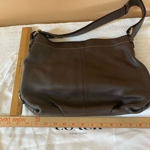 Brown pebble leather Coach shoulder bag